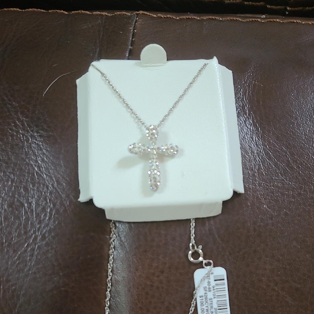 Dazzling Silver Cross Pendant Necklace